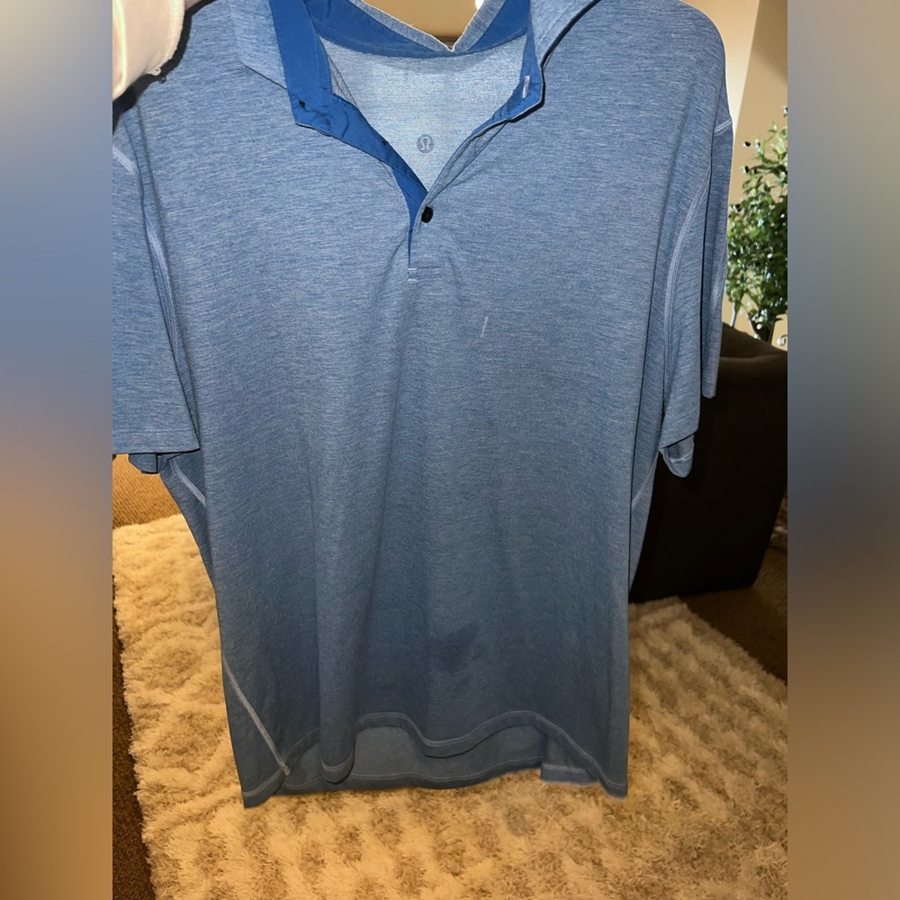Men's Blue Lululemon Polo Shirt (Small stain)